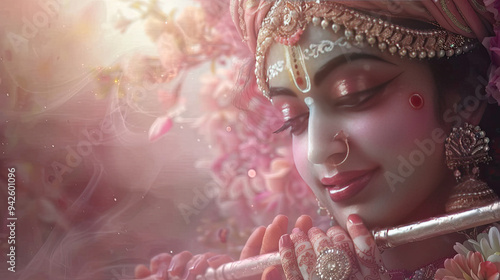 Lord krishna celestial background concept photo