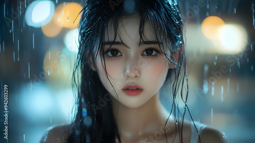Woman with wet hair and ski...