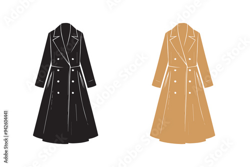 Women Long Suit or Coat or Jacket silhouette Illustration