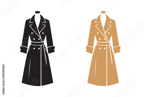 Women Long Suit or Coat or Jacket silhouette Illustration