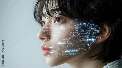 Woman's face with digital c...