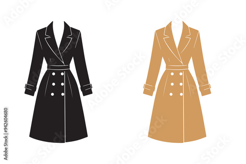 Women Long Suit or Coat or Jacket silhouette Illustration