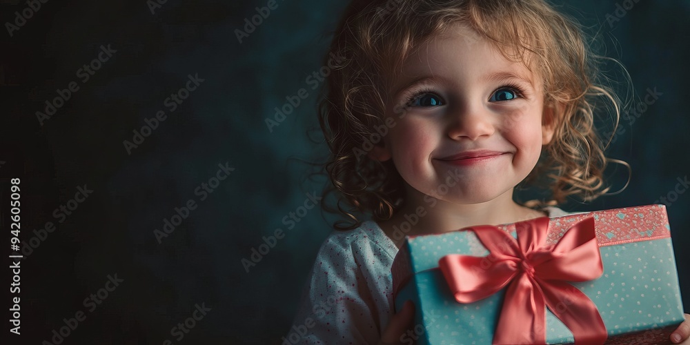 Child's Face Lit Up with Joy While Opening a Birthday Present Child's Face Lit Up with Joy While Opening a Birthday Present