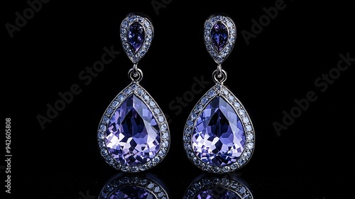 Elegant purple gemstone earrings with intricate detailing, perfect for enhancing any outfit or special occasion.