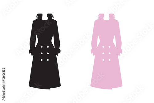 Women Long Suit or Coat or Jacket silhouette Illustration