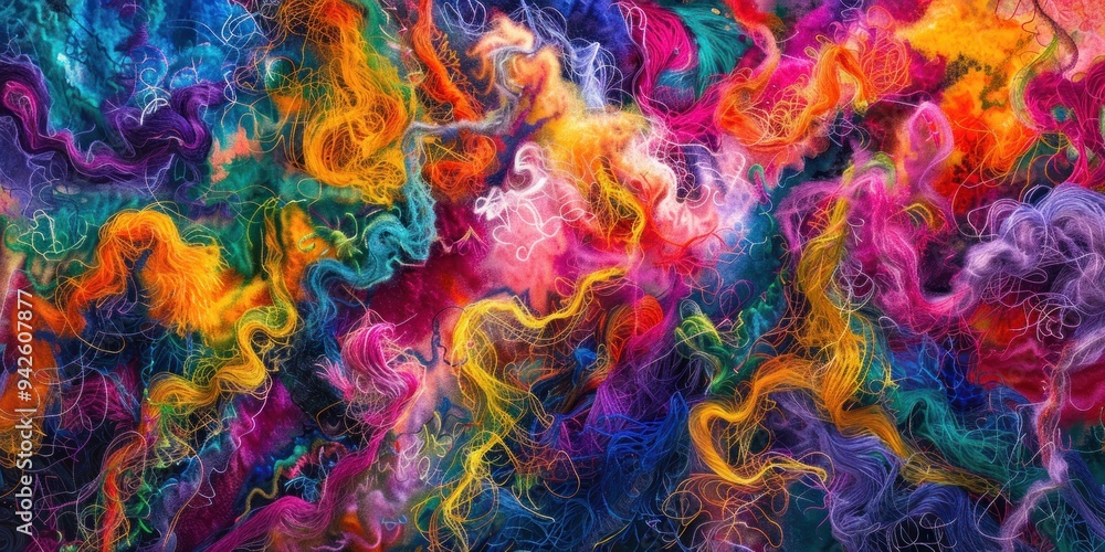 Abstract colorful fiber art with vibrant hues. Abstract colorful fiber art with vibrant hues.