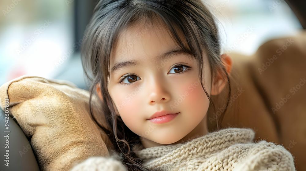 Young girl with brown eyes and long black hair, looking at the camera with a sweet smile. Young girl with brown eyes and long black hair, looking at the camera with a sweet smile.
