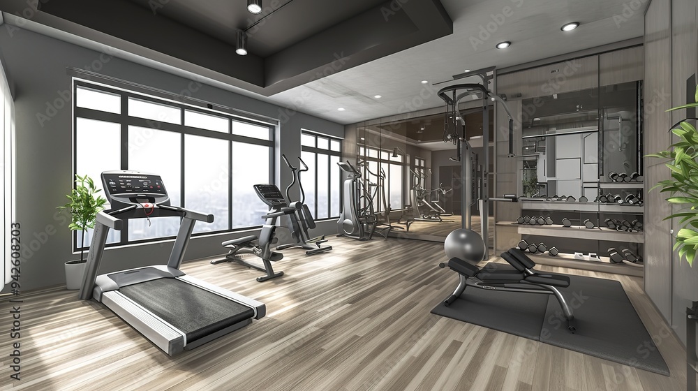 3d rendering modern loft gym and fitness 1 3d rendering modern loft gym and fitness 1