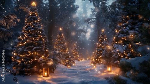 Discover a Magical Forest Filled with Christmas Trees and Lights