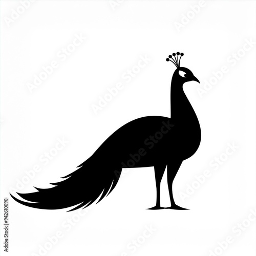 peacock black icon isolated on white