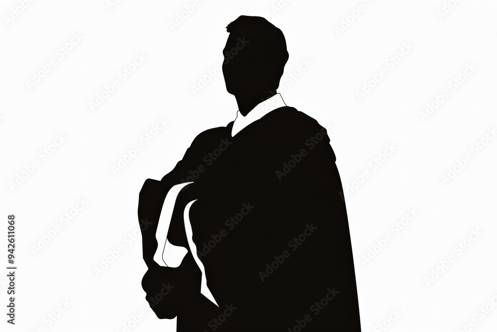 Smiling judge silhouette: a simple depiction of justice in the courtroom. Smiling judge silhouette: a simple depiction of justice in the courtroom.