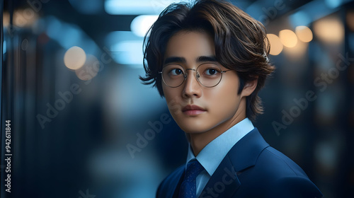 Young man with glasses wear...