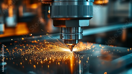 Close up of CNC machine at work background