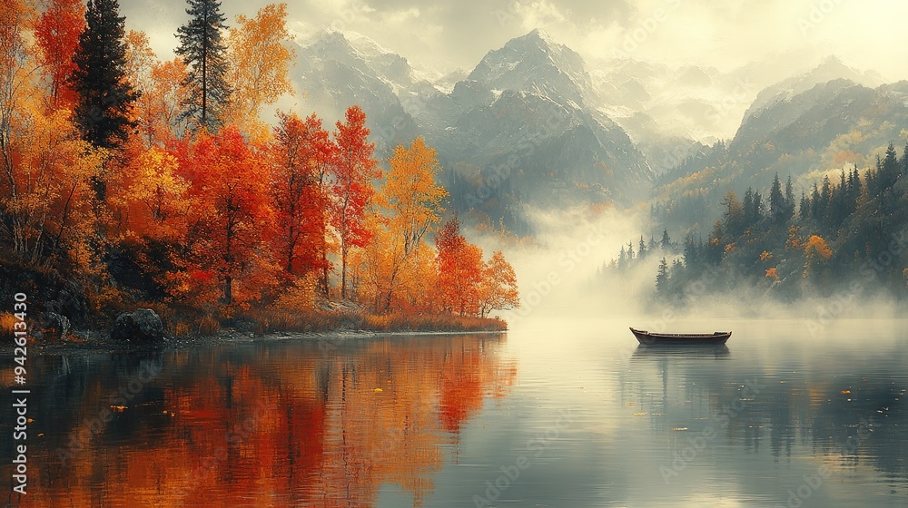 Naklejka premium Fantastic views of the morning lake glowing by sunlight. Dramatic and picturesque scene. Location: resort Grundlsee, Liezen District of Styria, Austria, Alps. Europe. Beauty world