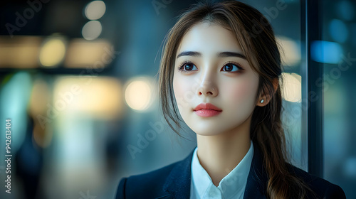 Young woman in a black jack...