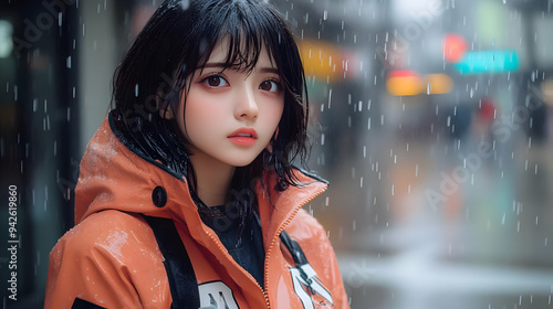 Young woman with dark hair ...
