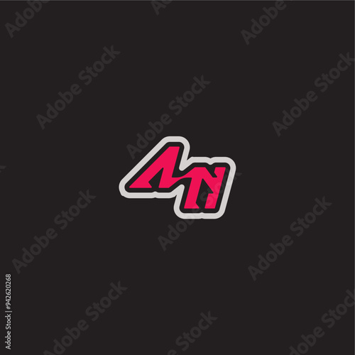 dynamic line monogram logo cool esport concept AN bold sporty gaming style letter