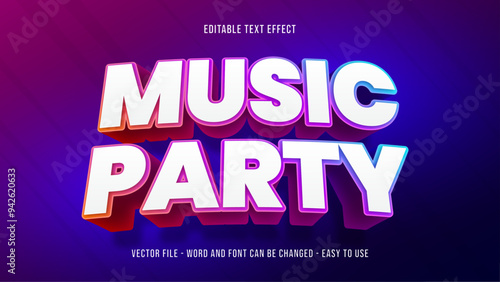 Music editable text effect, night party text style
