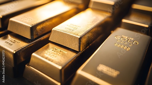 Neatly Stacked Gleaming Gold Bars as a Symbol of Financial Wealth Success and Economic Stability The Image Conveys a Sense of Abundance Prosperity