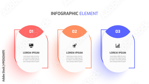 Business Infographic Template Design with Rounded Rectangle Label Icon and 4 Number for Presentation