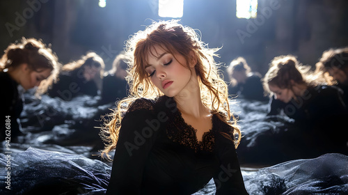 Young woman with red hair i...