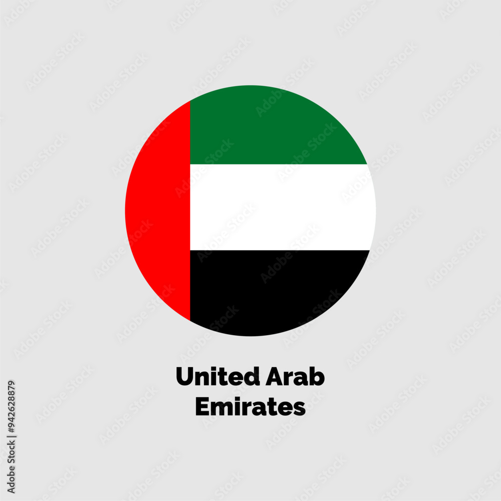 Obraz premium United Arab Emirates flag design vector illustration on a gray background for graphic and web design.
