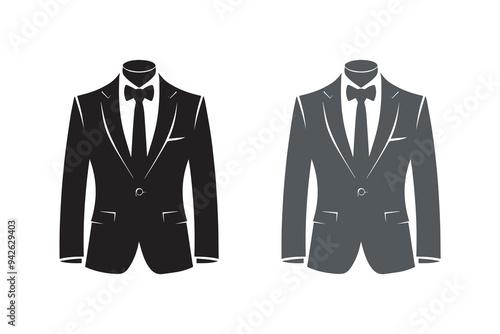 Men Suit, blazer or Jacket symbol silhouette Mockup Illustration