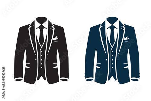 Men Suit, blazer or Jacket symbol silhouette Mockup Illustration