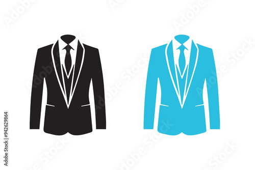 Men Suit, blazer or Jacket symbol silhouette Mockup Illustration