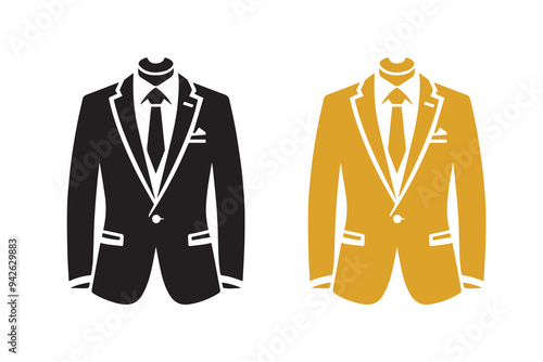 Men Suit, blazer or Jacket symbol silhouette Mockup Illustration