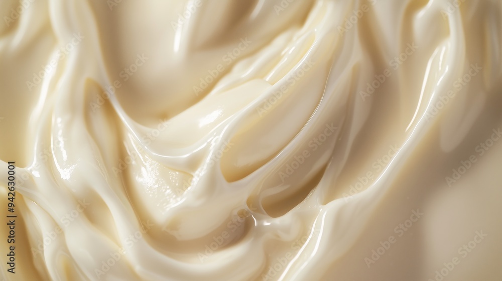 A zoomed-in view of Yakult, highlighting the creamy white color and smooth surface A zoomed-in view of Yakult, highlighting the creamy white color and smooth surface
