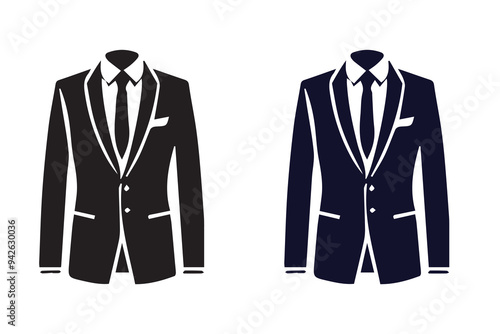 Men Suit, blazer or Jacket symbol silhouette Mockup Illustration
