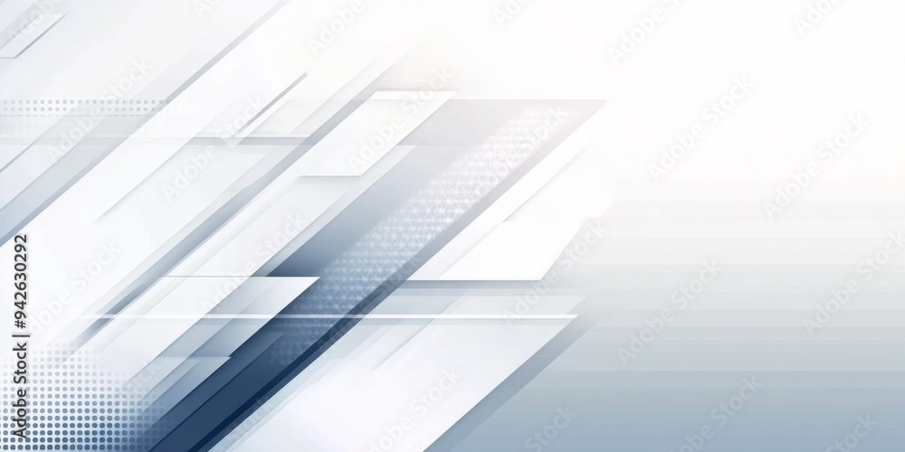 Obraz premium Abstract Light Blue and White Geometric Background with Copy Space for Business Presentation, Technology Banner Template Design with Light Gray Color