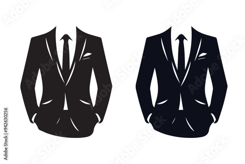 Men Suit, blazer or Jacket symbol silhouette Mockup Illustration