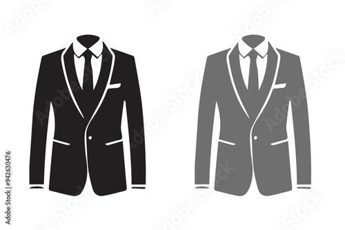 Men Suit, blazer or Jacket symbol silhouette Mockup Illustration