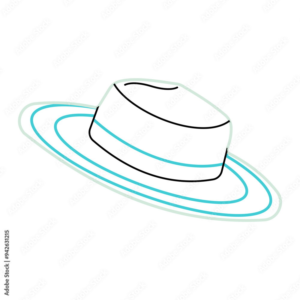 Straw Hat Line Art Illustration suitable for completing designs related to the types of hats Straw Hat Line Art Illustration suitable for completing designs related to the types of hats