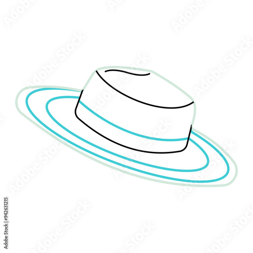 Straw Hat Line Art Illustration suitable for completing designs related to the types of hats