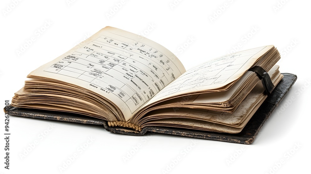 Open Financial Planner Book with Detailed Budgeting Page Displayed on White Background Representing Personal Finance Planning and Money Management Concepts Open Financial Planner Book with Detailed Budgeting Page Displayed on White Background Representing Personal Finance Planning and Money Management Concepts