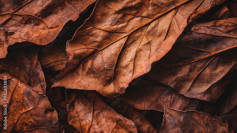 A close-up view of classic tobacco, capturing the texture of rolled leaves and rich brown color A close-up view of classic tobacco, capturing the texture of rolled leaves and rich brown color