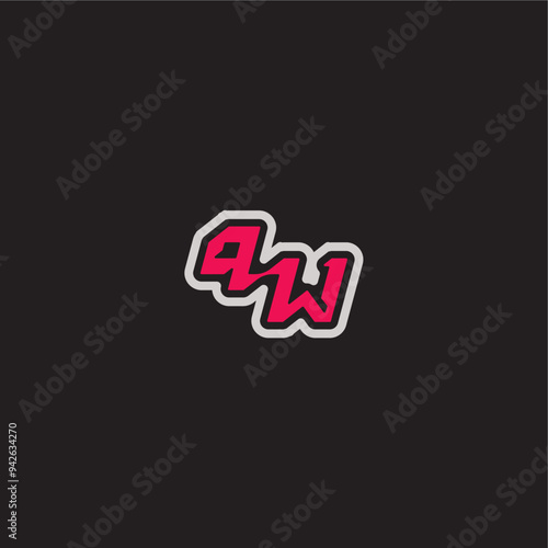 dynamic line monogram logo cool esport concept PW bold sporty gaming style letter