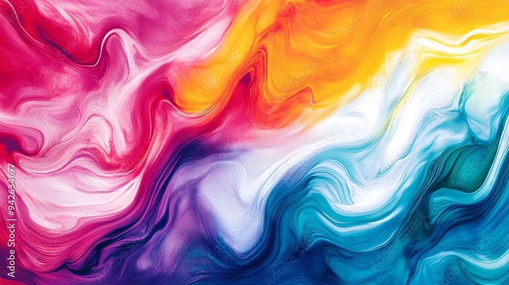 Artistic Color Splash Abstract Wallpaper - Wavy Design with Lively Hues for Creative Digital Projects