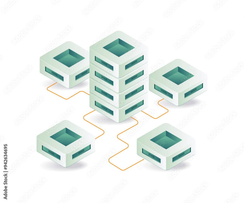 Data Network Server Technology isometric illustration Data Network Server Technology isometric illustration