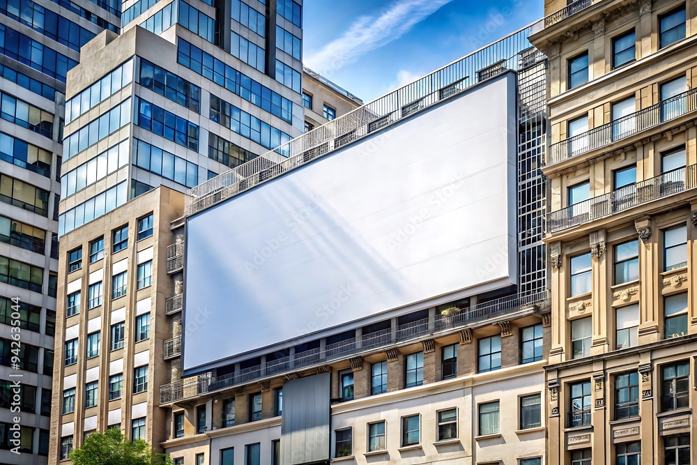 Blank Billboard on Modern Building. Blank Billboard on Modern Building.