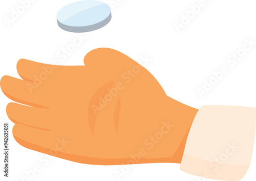 Businessman hand flipping a coin deciding destiny