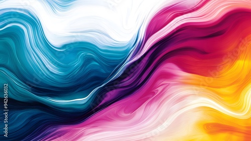 Vibrant Wavy Patterns and Fluid Shapes Abstract Art - Colorful Wallpaper Design for Dynamic Creative Projects