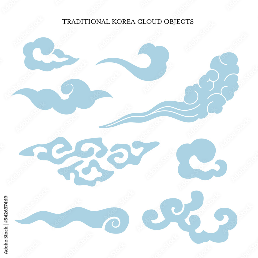 traditional korea cloud vector objects traditional korea cloud vector objects