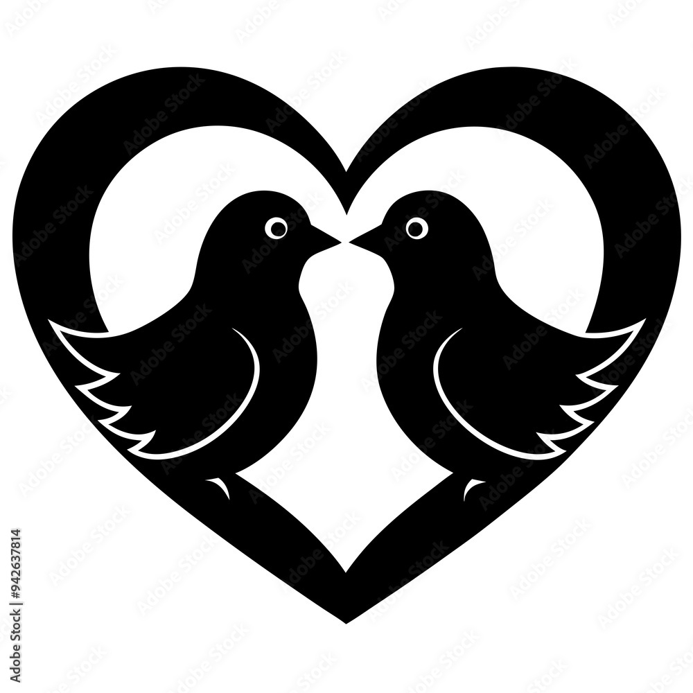 Love Birds Silhouette vector art illustration on a white background Love Birds Silhouette vector art illustration on a white background
