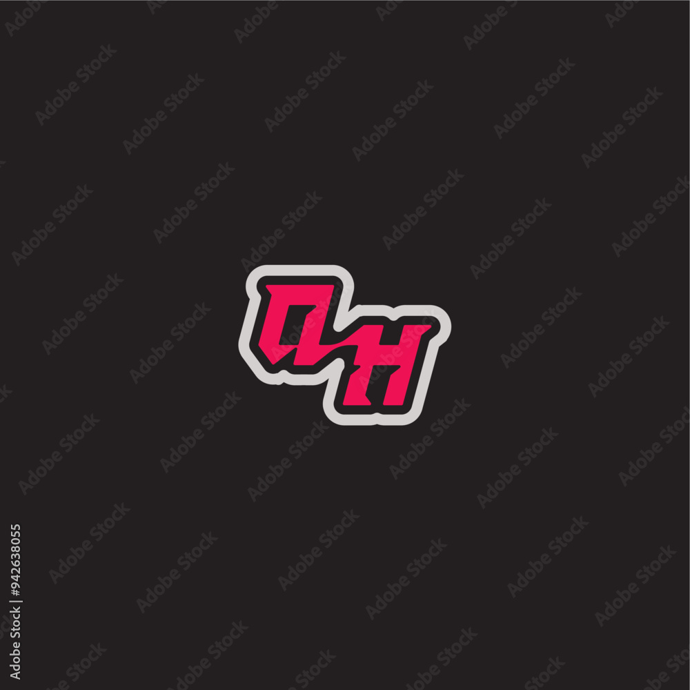 dynamic line monogram logo cool esport concept QH bold sporty gaming style letter dynamic line monogram logo cool esport concept QH bold sporty gaming style letter