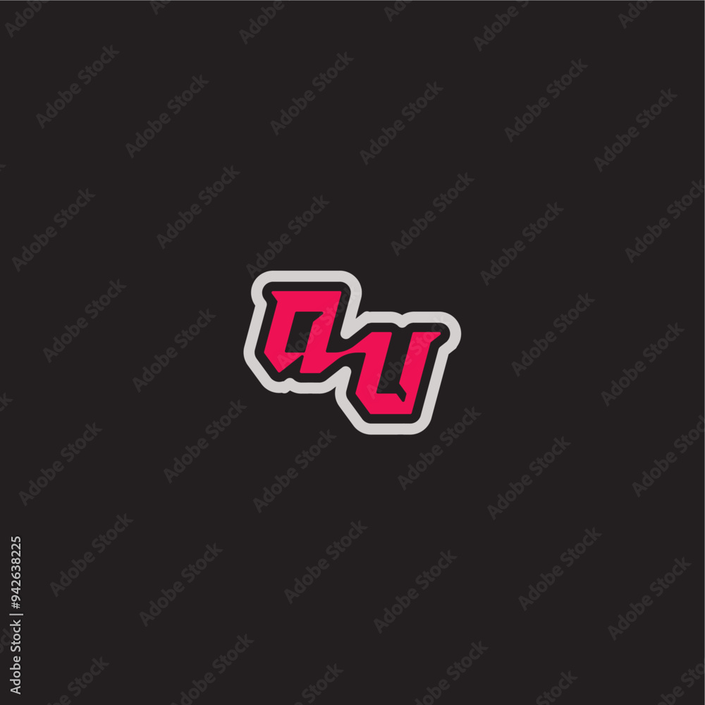 dynamic line monogram logo cool esport concept QU bold sporty gaming style letter dynamic line monogram logo cool esport concept QU bold sporty gaming style letter