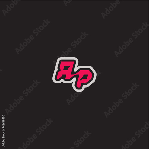 dynamic line monogram logo cool esport concept RP bold sporty gaming style letter